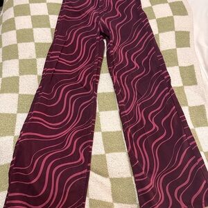 H&M Maroon and Pink Wavy Flared Pants